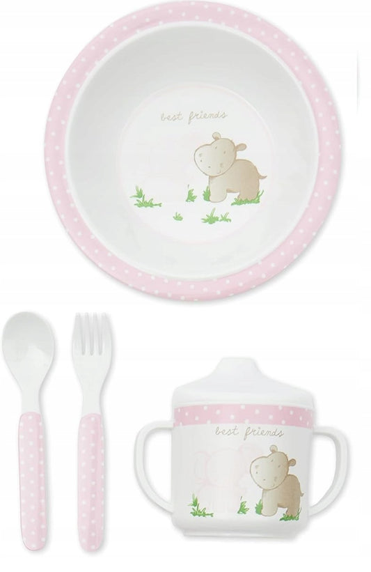 BIECObowl, cup, fork, spoonBPA-freeNewly opened condition, good, replacement packaging available