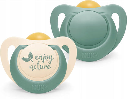 NUK for Nature smoczek uspokajający x 2 lateks 18-36msc, naturalny zestaw zielono-kremowy