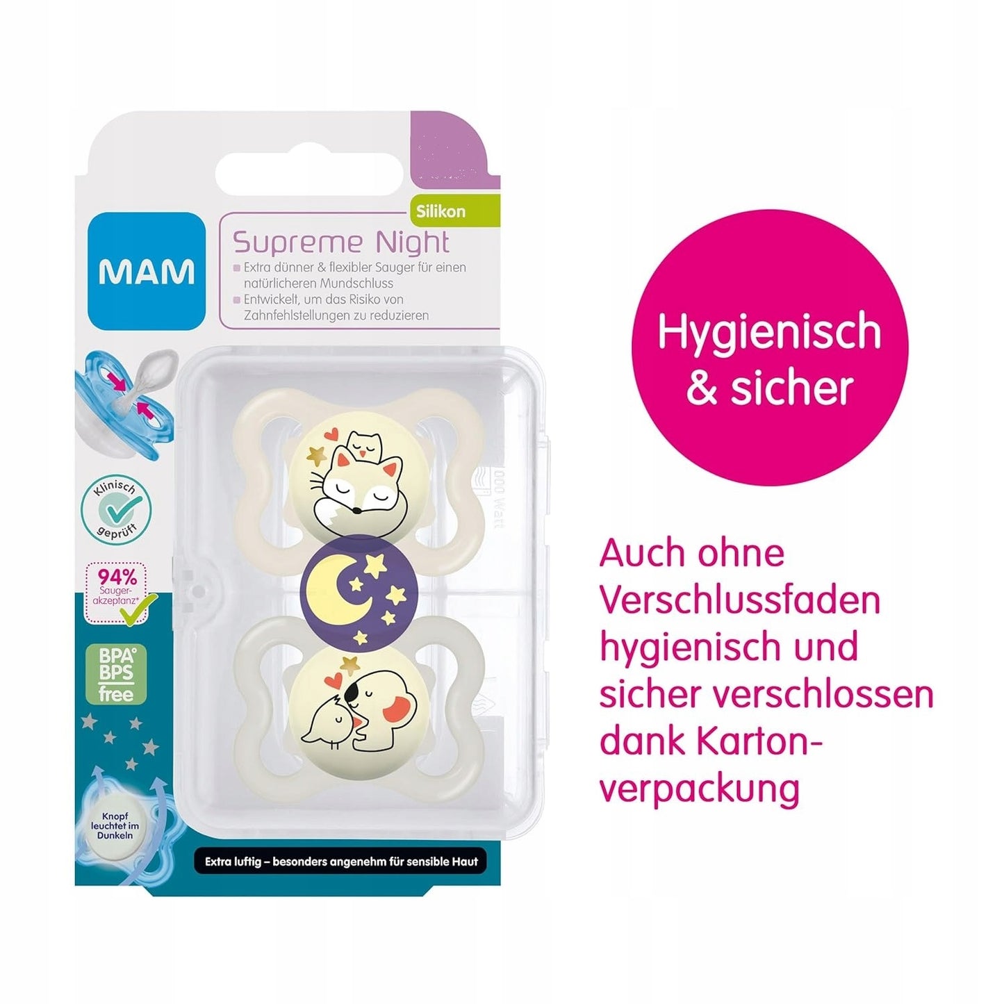 MAM Supreme Night silicone pacifier 0–6 months