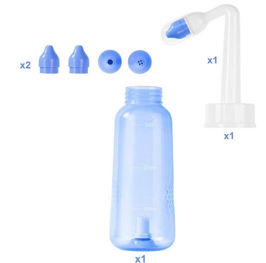 URAQT Neti Poti nosní irigátor pro děti a dospělé, 2 nástavce, 300 ml