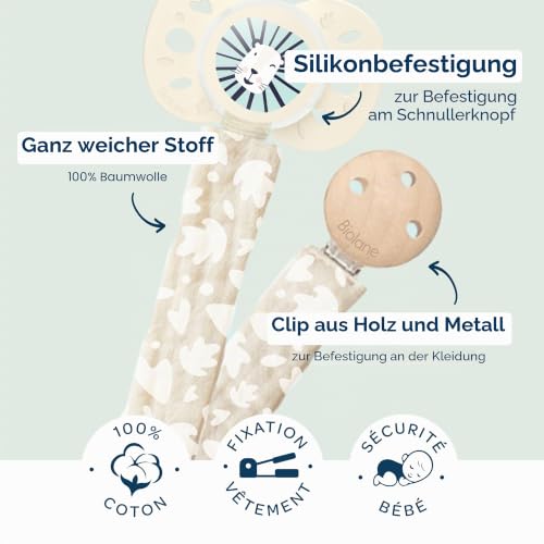 Biolane bawełniany klips do smoczka zawieszka