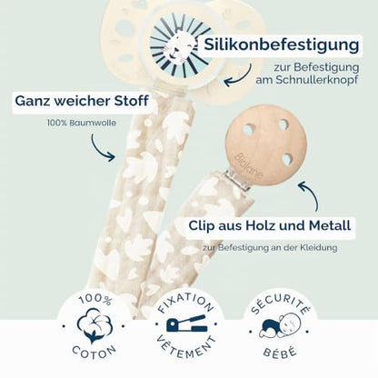 Biolane bawełniany klips do smoczka zawieszka