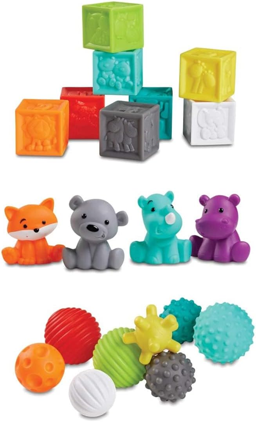 INFANTINO Senso Balls, Blocks & Buddies silikonske igrače 20-delni komplet