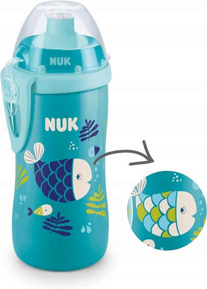 NUK Junior Cup BUTELKA 18 m+ ustnik push-pull 300 ml EFEKT KAMELEONA