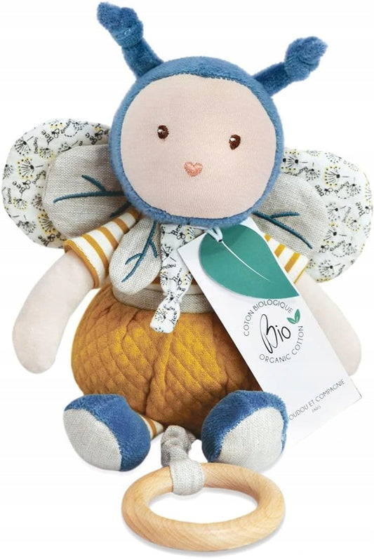 DOUDOU et COMPAGNE Méhpollen pamut PLÜSSJÁTÉK ZENÉLŐVEL 24 cm