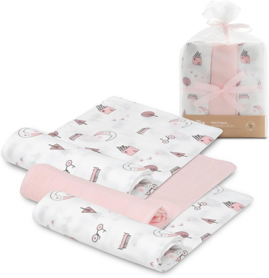 INTERBABY otulacze muślinowe x3 bambus bawełna 55x70cm