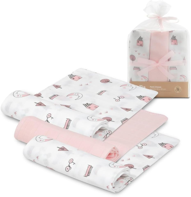 INTERBABY muslinfiltar x3 bambus bomull 55x70cm
