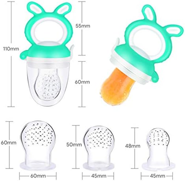 OLADWOLF mordedor dispensador de frutas para bebés 3-12 meses 1 unidad 4 boquillas