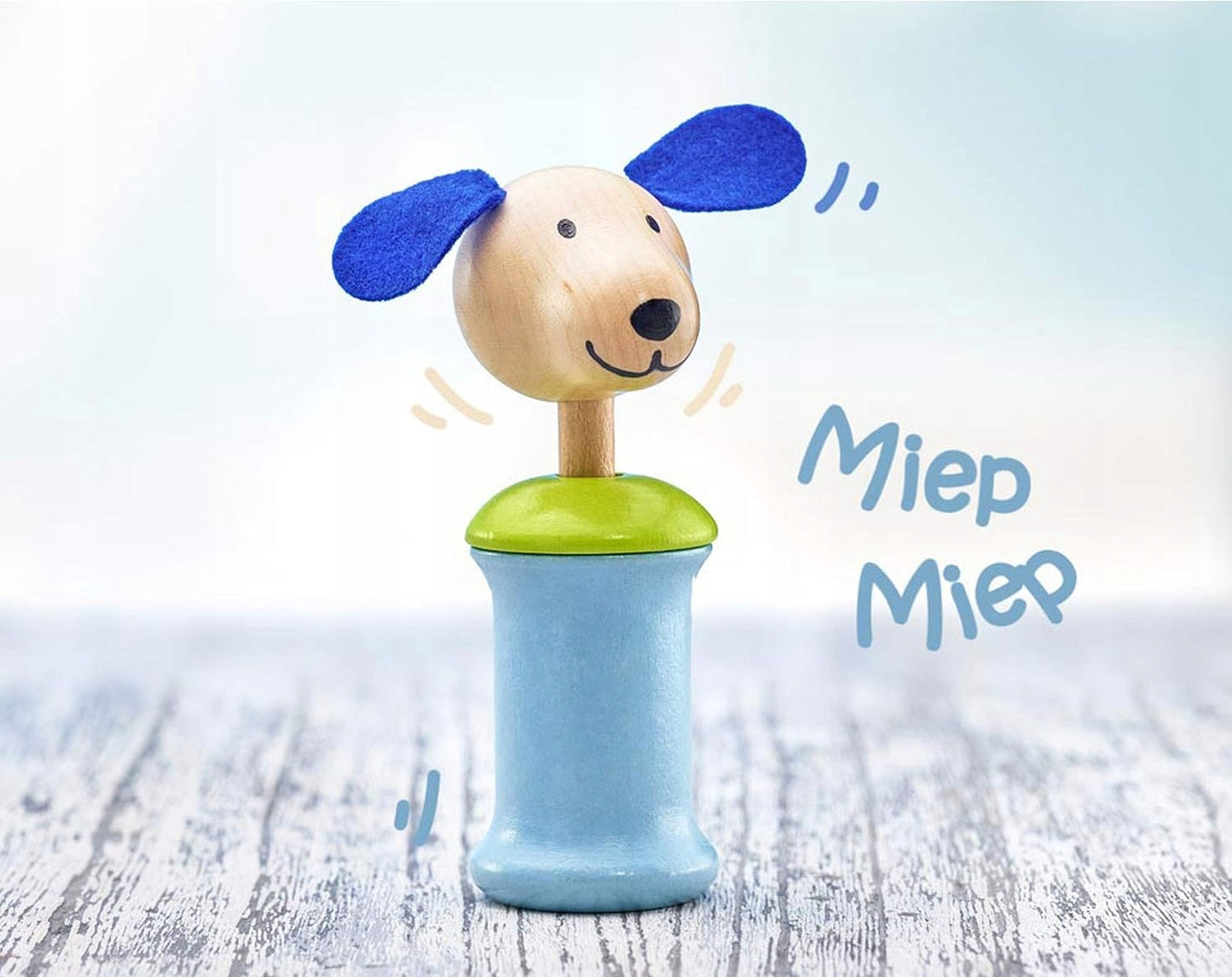SELECTA Ringo jucărie din lemn cu mâner și fluier, CÂINE, 12,5 cm