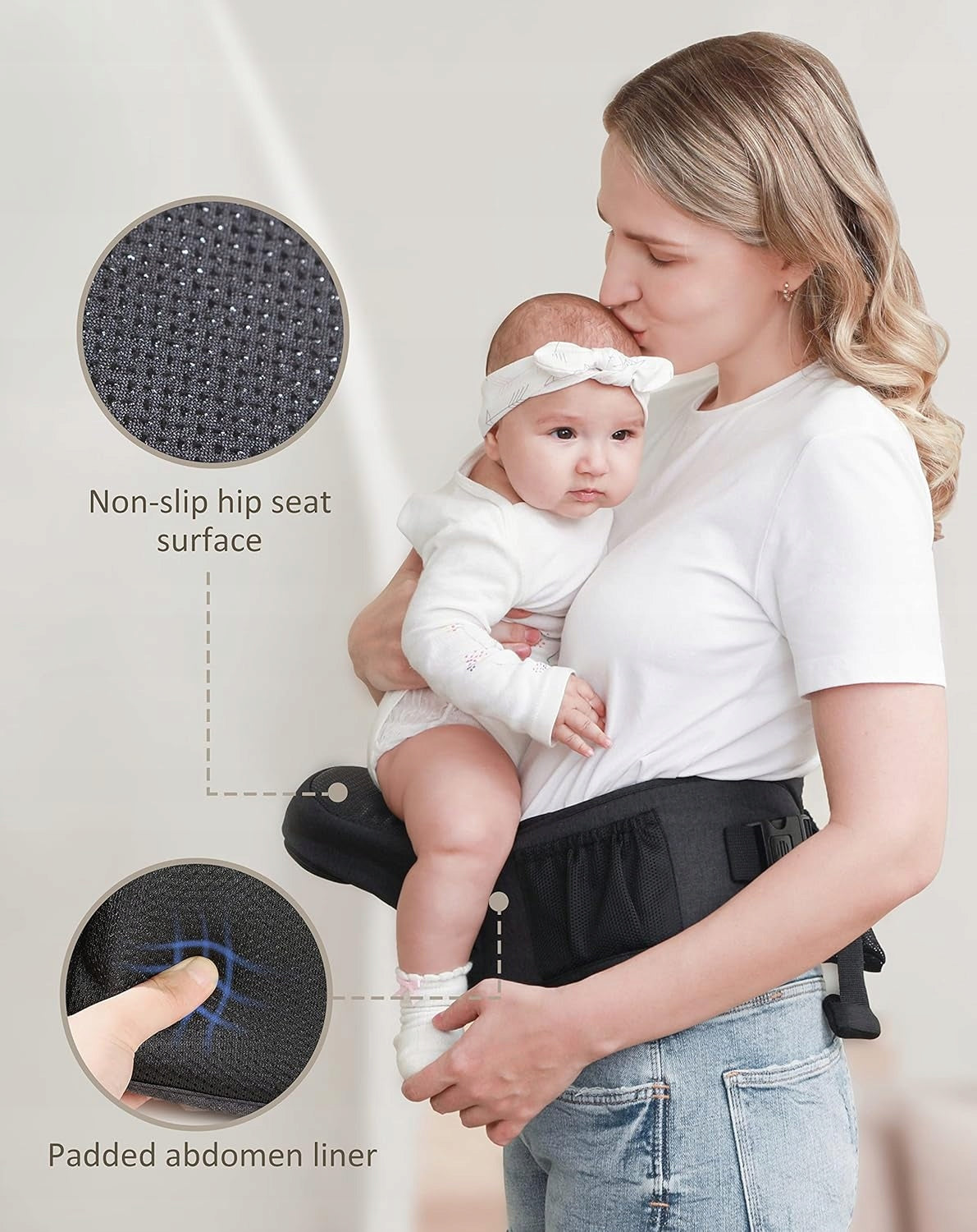 BABYMUST fotelik nosidełko biodrowe 4-30 kg, antypoślizgowe siedzisko biodrowe dla dziecka