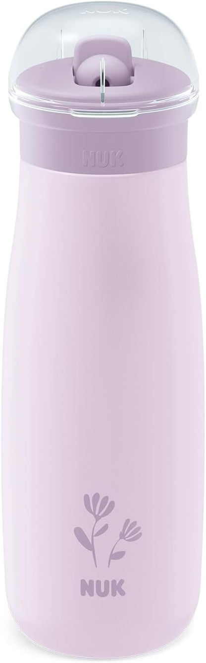 NUK Mini-Me Flip biberon din oțel cu pai și muștiuc 500 ml 12 m+