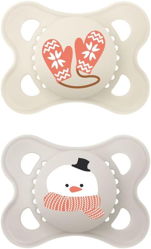 MAM Original Winter 2–6m – dwa smoczki z motywami rękawiczek i bałwana