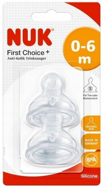 NUK First Choice+ smoczek silikonowy do butelki 0-6 M 2SZT