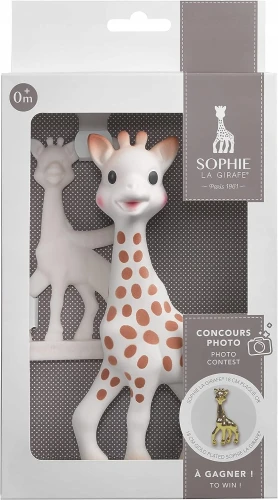 ŻYRAFA SOPHIE zestaw gryzak naturalny SO PURE 18CM + mniejszy "O