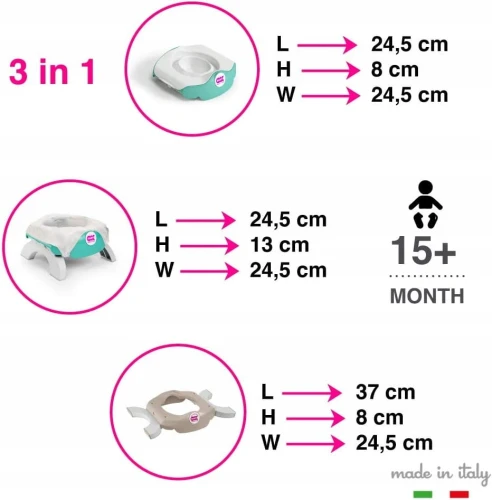 OK BABY 3w1 nocnik klasyczny, turystyczny, nakładka na sedes + 3 worki "O