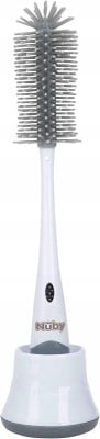NUBY 2w1 szczotka do czyszczenia smoczków i butelek 30 cm + podstawka "O