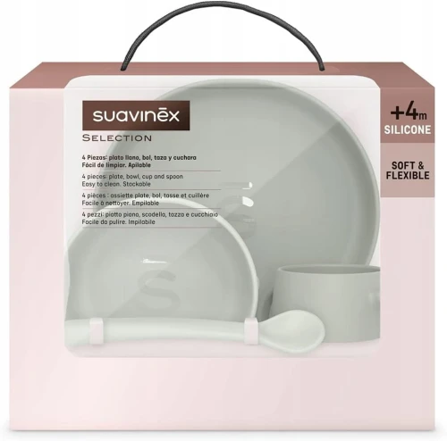SUAVINEX Selection zestaw naczyń silikonowych 4el. 4m+ "N