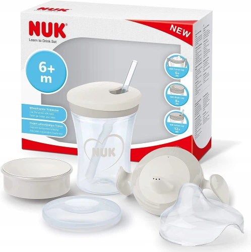 NUK zestaw do nauki picia kubek + 3 ustniki "N