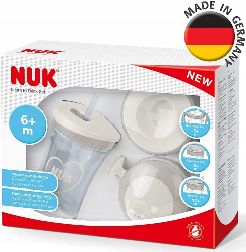 NUK zestaw do nauki picia kubek + 3 ustniki "N