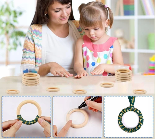 ROSEWINEC drewniany gryzak DIY bransoletka pierścień do zabawy 1 sztuka "N