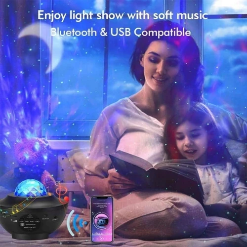 VOKSUN LED Bluetooth projektor gwiazd + pilot "O