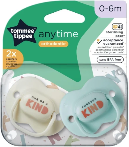 TOMMEE TIPPEE AnyTime smoczki uspokajające x2 0-6msc ORTODONTYCZNE "O