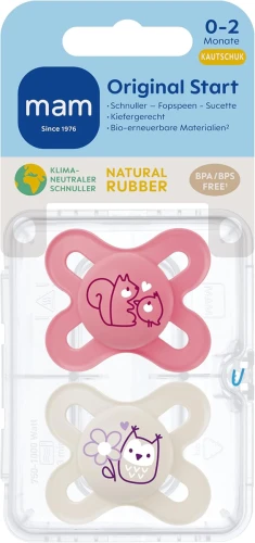 MAM ORIGINAL START smoczek uspokajający x2 0-2 m LATEKS