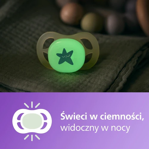 PHILIPS AVENT Ultra Start smoczki x 2 0-2msc NIGHTTIME świeci w ciemności