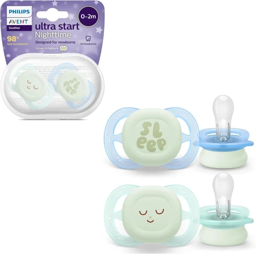 PHILIPS AVENT Ultra Start smoczki x 2 0-2msc NIGHTTIME świeci w ciemności