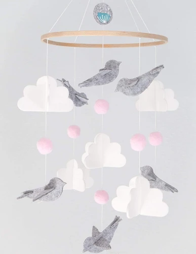 SWECOMZE karuzela do łóżeczka drewno tkanina BOHO