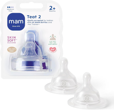 MAM smoczki do butelek 2msc+ x2