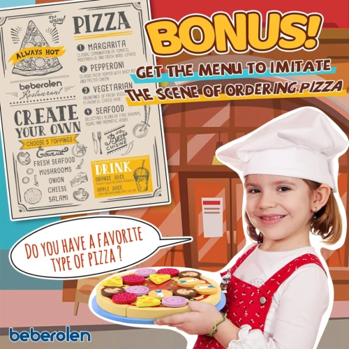 BEBEROLEN drewniany zestaw do robienia pizzy PIZZERIA 24 el.