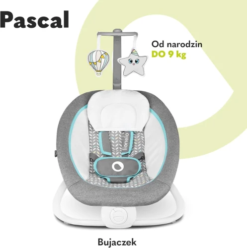 LIONELO PASCAL bujaczek leżaczek do 9kg melodia i wibracje