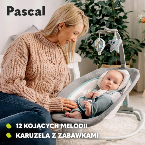 LIONELO PASCAL bujaczek leżaczek do 9kg melodia i wibracje