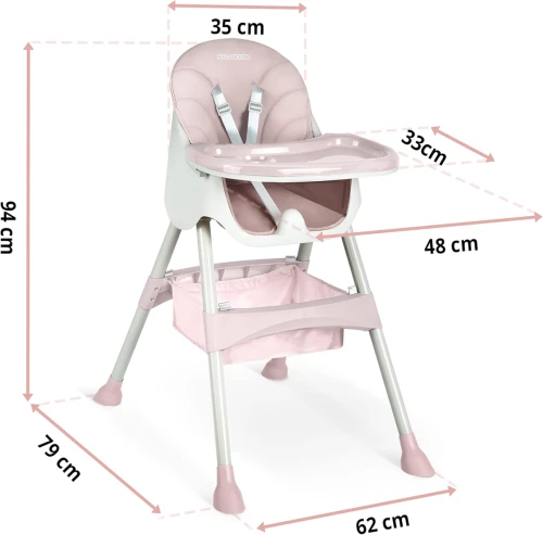 RICOKIDS MILO krzesełko do karmienia z blatem 3w1
