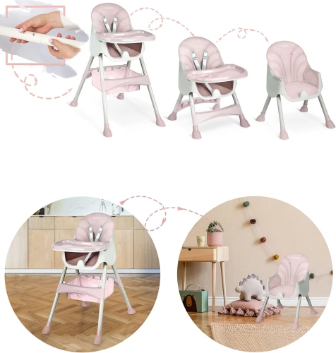 RICOKIDS MILO krzesełko do karmienia z blatem 3w1