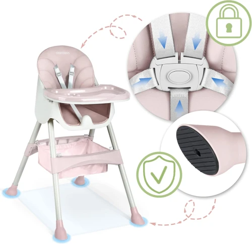 RICOKIDS MILO krzesełko do karmienia z blatem 3w1
