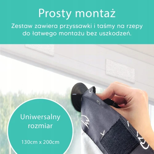 ROLETA zaciemniająca z przyssawkami 130x200 KOSMOS