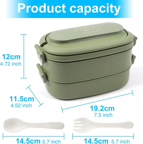 LUNCHBOX śniadaniówka z trzema przegródkami + sztućce 1550ml