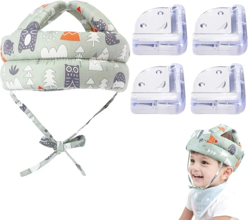 KASK ochronny do nauki chodzenia + osłona narożników x4