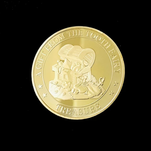 BRADOC Wróżka Zębuszka pozłacana metalowa moneta pod poduszkę 4 cm SKARB