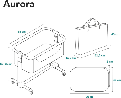 LIONELO AURORA 3w1  łóżeczko dostawne regulowane