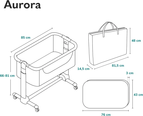 LIONELO AURORA 3w1  łóżeczko dostawne regulowane