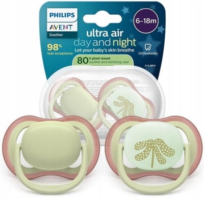PHILIPS AVENT Ultra Air Day&amp;Night smoczki x 2 6-18msc ŚWIECĄ W CIEMNOŚCI