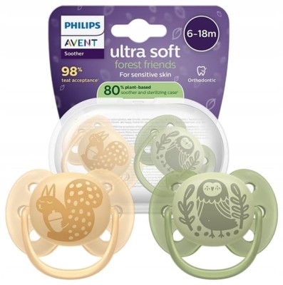 PHILIPS AVENT Ultra Soft Forest Friends smoczki x 2 6-18msc