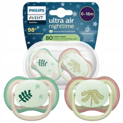 PHILIPS AVENT Ultra Air Night smoczki x 2 6-18msc ŚWIECĄ W CIEMNOŚCI