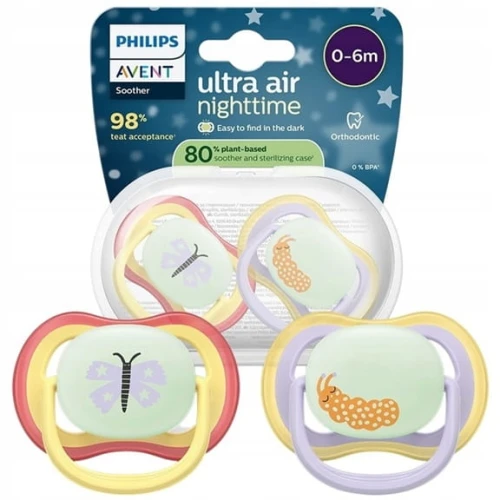 PHILIPS AVENT Ultra Air Night smoczki x 2 0-6msc ŚWIECĄ W CIEMNOŚCI