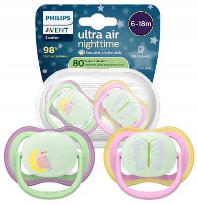 PHILIPS AVENT Ultra Air Night smoczki x 2 6-18msc ŚWIECĄ W CIEMNOŚCI
