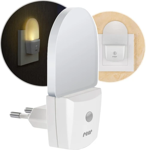 REER NightGuide lampka nocna LED do gniazdka, czujnik ciemności 6 x 9,5 cm