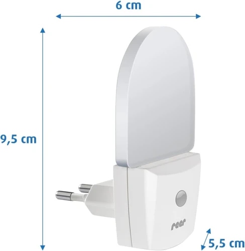 REER NightGuide lampka nocna LED do gniazdka, czujnik ciemności 6 x 9,5 cm